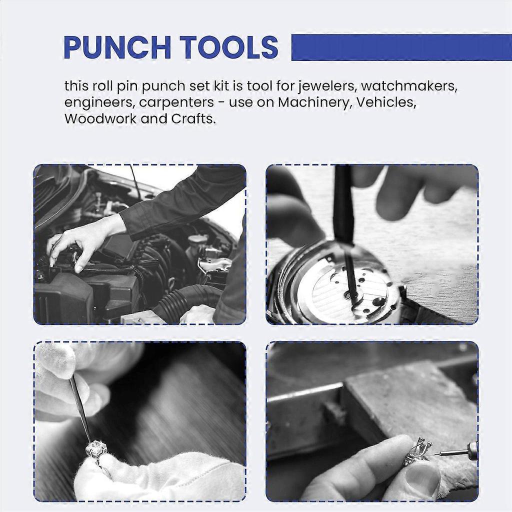 Roll Pin Punch Set with Storage Pouch,Smithing Punch Removing Repair Tools,with Bench Block Pin Punc