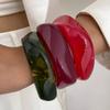 Ingemark Y2K Boho Irregular Geometric Resin Acrylic Bracelets for Women On Hand Retro Stackable Wide Bangles Party Jewelry Gift