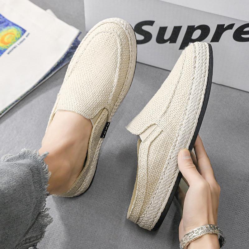 Canvas shoes men's summer casual lazy one pedal and half drag men's old Beijing lasagna cloth shoes trendy shoes spring and autumn