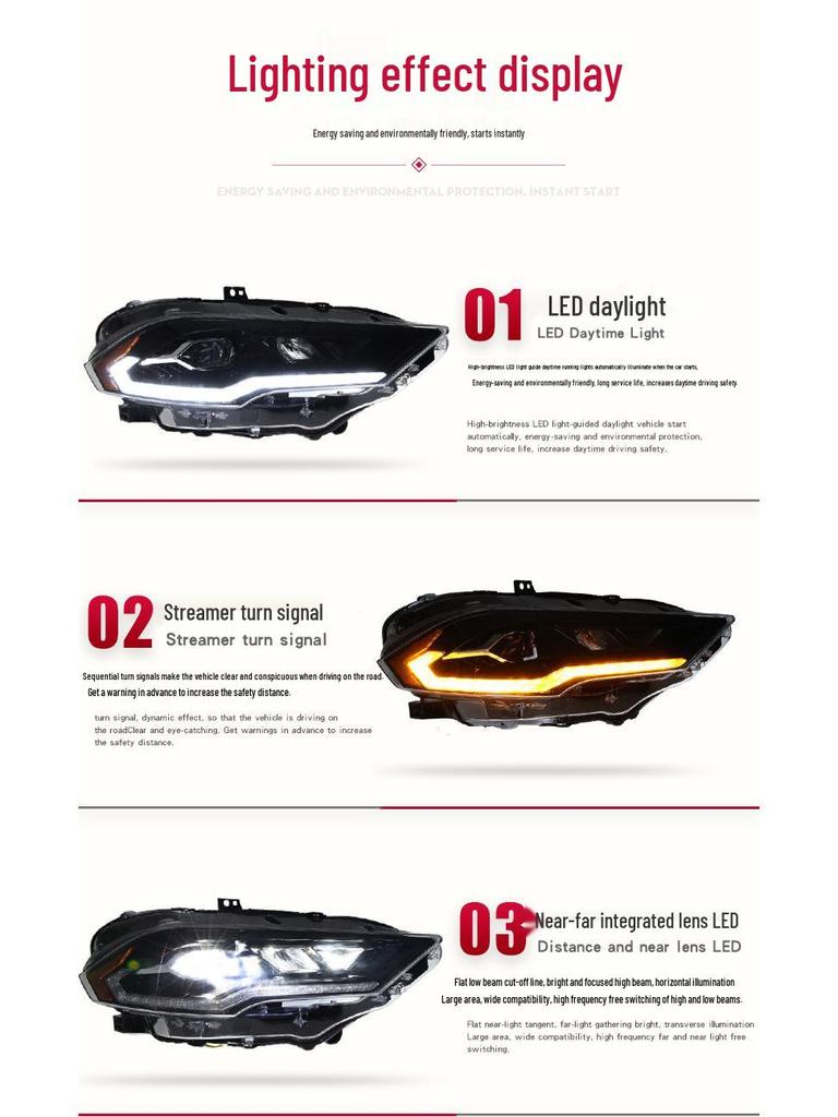 Compatible 18-20 Mustang LED Headlights with Sequential Turn Signals