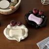 Luxury Ceramic Soap Dish with Drainage, Apple-Shaped Soap Holder for Bathroom Sink Countertop, Home Soap Tray