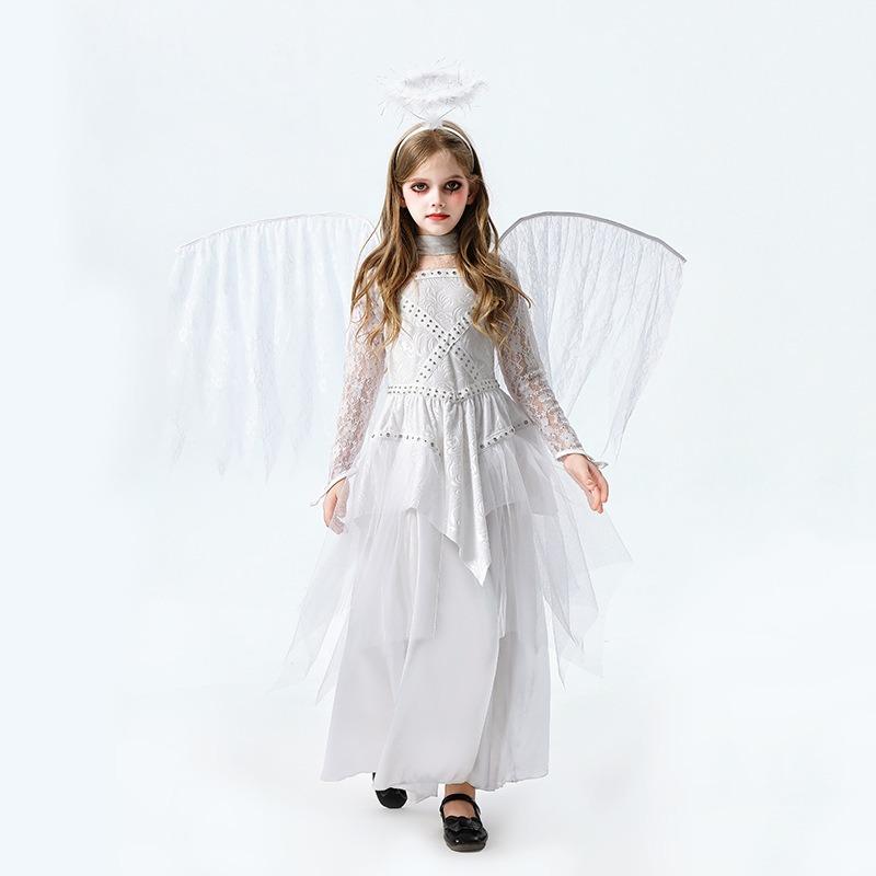 Halloween Children's Costume White Angel Demon Girls' Clothing Stage Dress Performance Dress