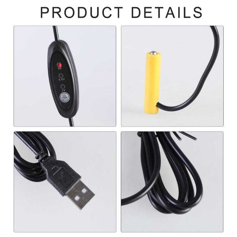 Battery Elimination Cable USB 5V to 3/4.5/6V Power Supply Adapter Cord Wire for LED Light Compatibility 2-4pcs 1.5V 3A