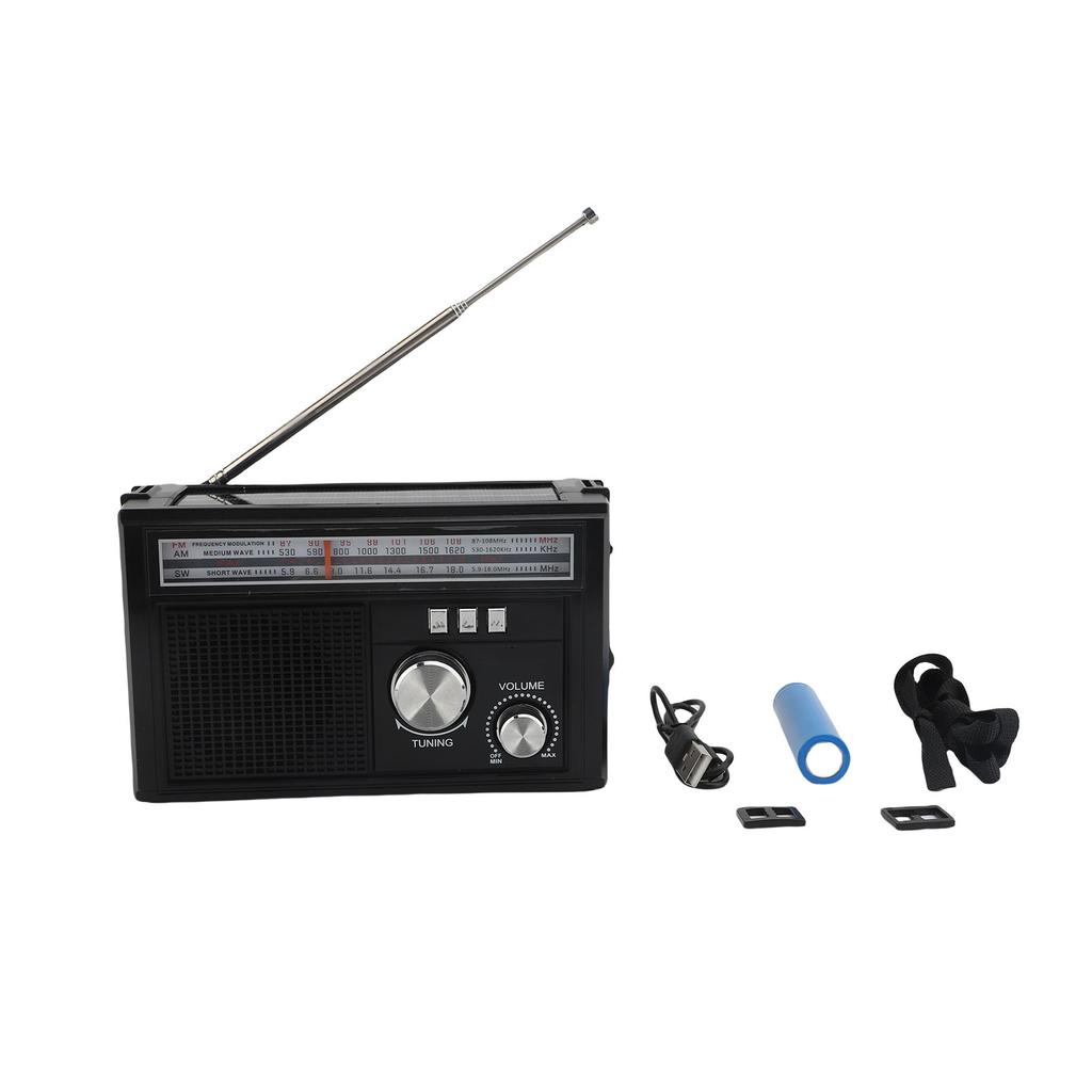 AM FM SW Radio MP3 Player 1200mAh Battery Operated Solar Powered Radio with LED Flashlight for Indoor Outdoor