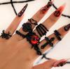 Gothic Totenkopf Ring Set Verstellbare Fingerringe Legierung Textur Dating Ringe Perfekt für Partys und Festivals Jeden Anlass