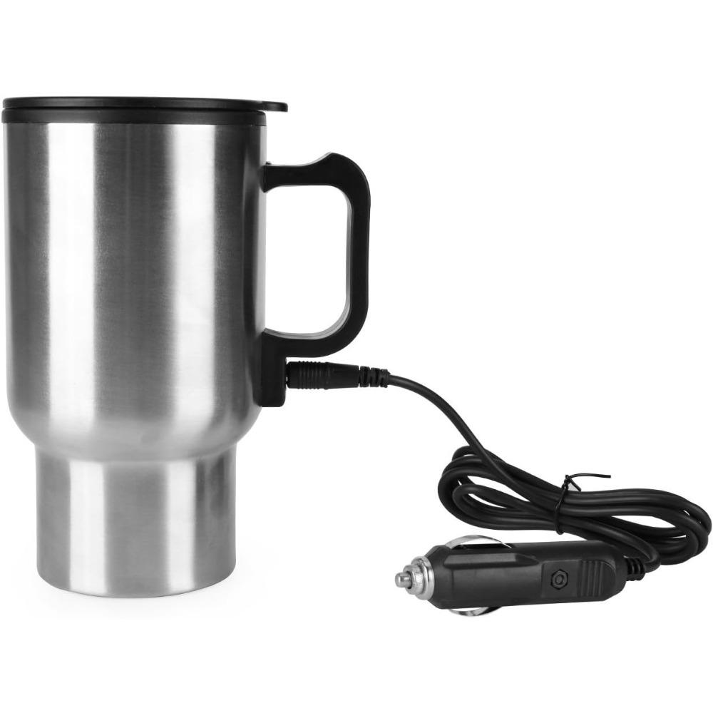 12V Car Electric Kettle 450ml Heating Cup Stainless Steel Travel Coffee Cup Double Layer Vacuum Insulation Travel Kettle