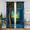 Blue Window Anti-mosquito Curtains 2 Pieces Partition Home Interior Curtains for Camera Living Room Curtain Halloween Decoration