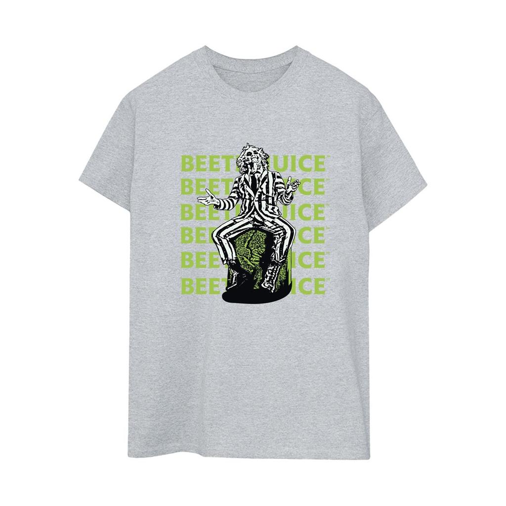 Beetlejuice Womens/Ladies Pose Cotton Repeat Logo Boyfriend T-Shirt