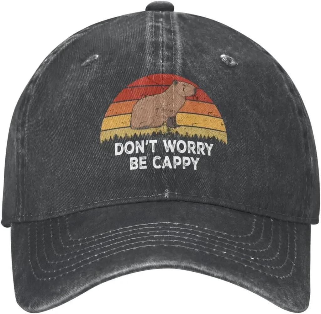 Dont Worry Be Cappy Capybaras Hat Men Baseball Cap Vintage Cap