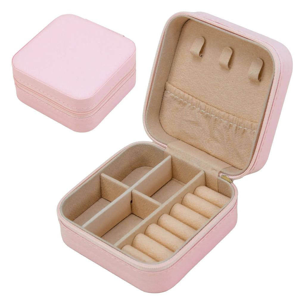 Mini Jewelry Travel Case Small Portable Organizer Portable Display Storage Box For Rings Earrings Necklaces Gifts Travel Jewelry