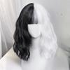 Schwarz-Weiß-Perücke - Mädchen-Yin-Yang-Frisur-Perücke - Schwarz-Weiß-Hexe Kuiaras Halloween-Cosplay Kurze Lockenperücke - Anime Tägliche Cosplay-Perücke