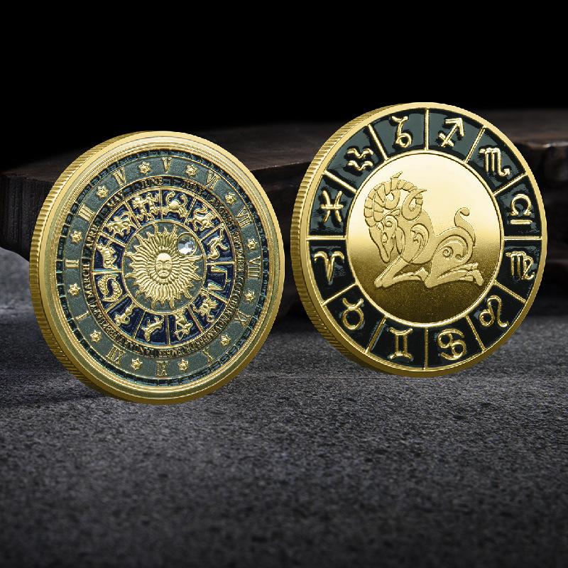 European and American Commemorative Coins, Twelve Zodiac Gold Coins, Diamonds, Coins, Tarot, Wishes, Sun God, Christmas Gift, Stocking Stuffers