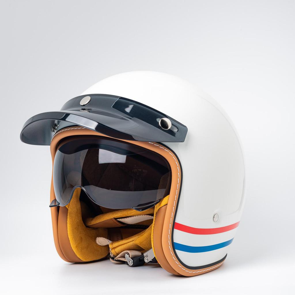 High-Quality Retro Motorcycle Half Helmet with Built-In Goggles for Men and Women