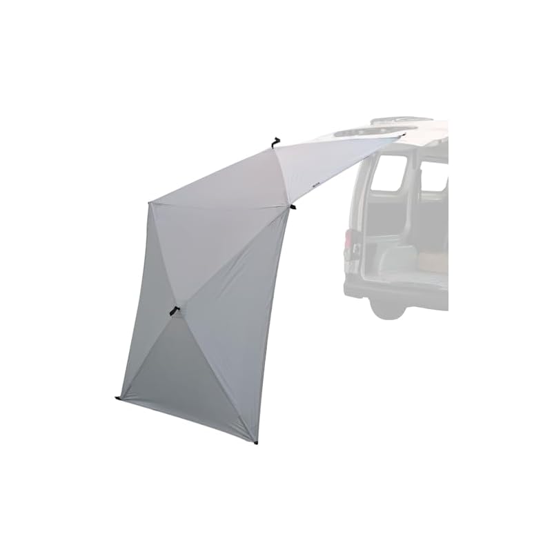 [Campers Collection Yamazen] Simple Sunshade Attachment Tarp that unfolds like an umbrella, 272cm wide x 120cm high, Gray AT-2(GY)