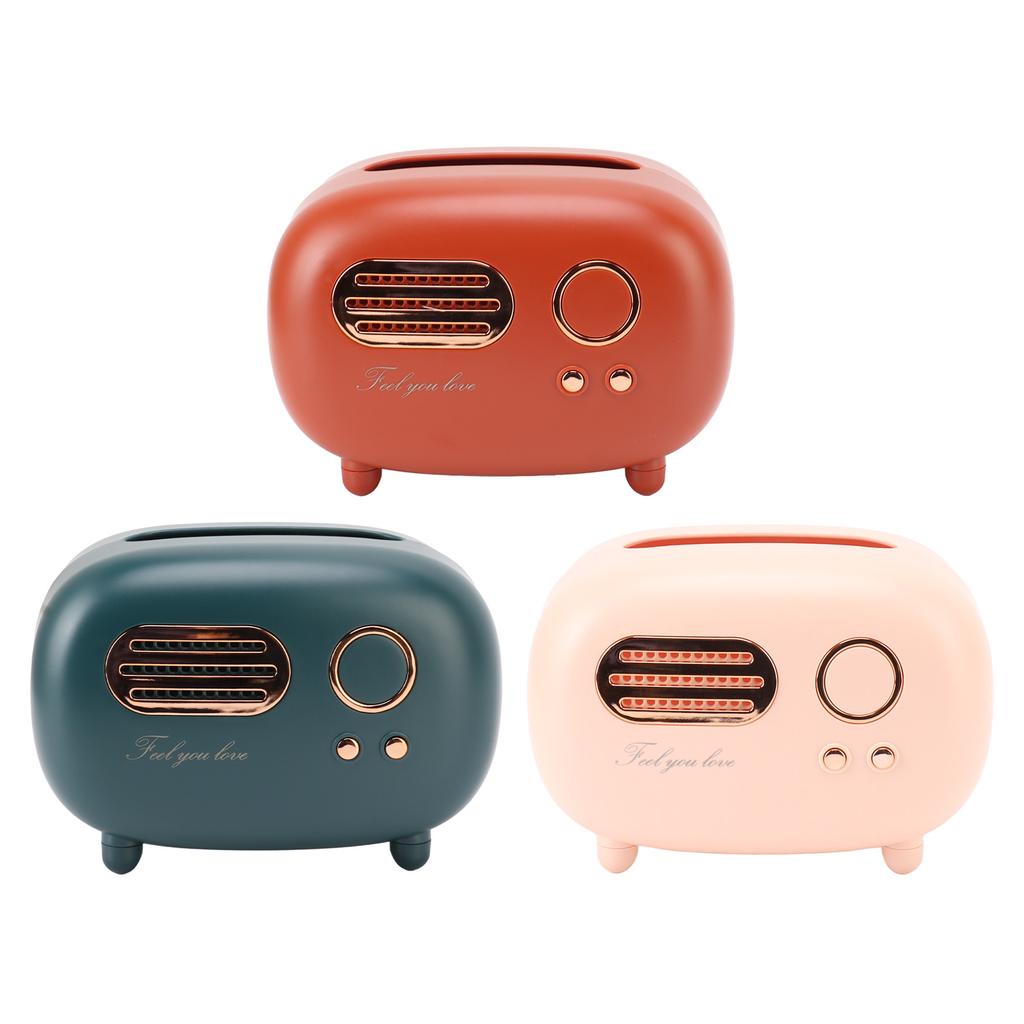 Retro Radio Model Tissue Box Desktop Paper Holder Vintage Dispenser Storage Napkin Case Organizer Wet Wipes Decoration Box