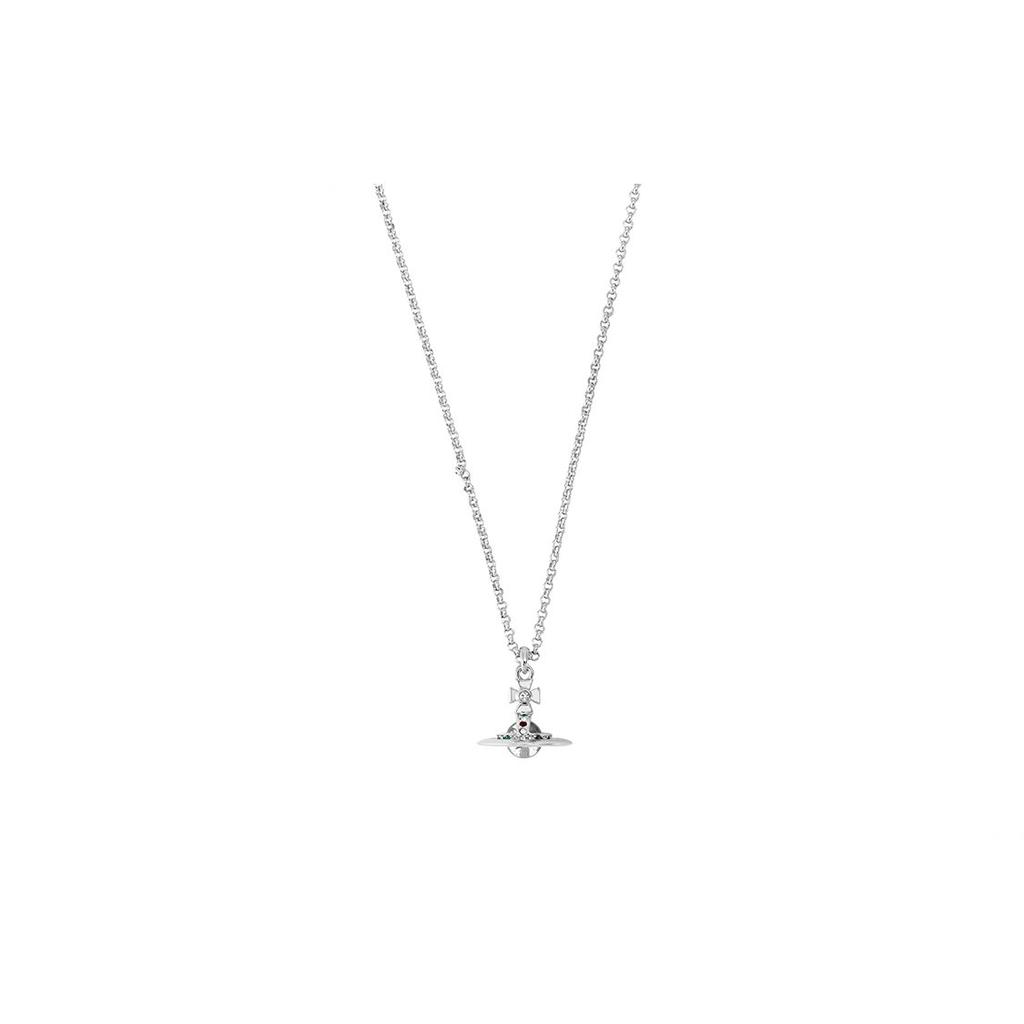 Vivienne Westwood Queen Saturn Pendant Necklace Women necklace Brass Silver 63020098W004W004