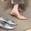 Spring and Summer French Pointed Head Temperament High Heels Thin Heel Shallow Mouth Bag Head Sandals Retro Commuting Empty Single Shoes
