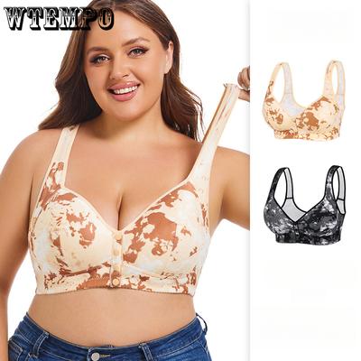 Sexy Trackless Bra Damen Plus Size BH ohne Bügel Weste Print Front Button Unterwäsche