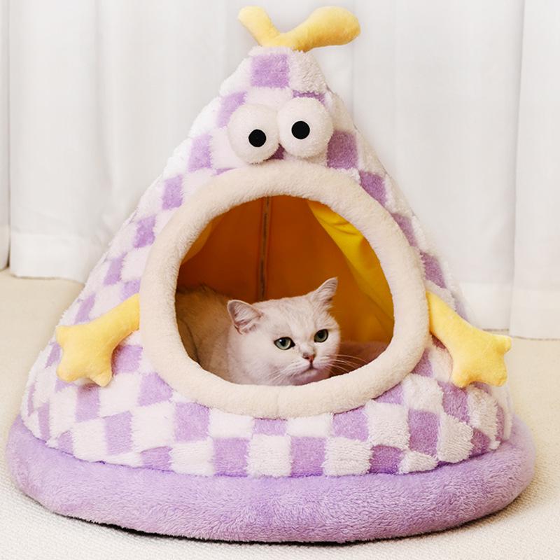 Cozy Semi-Enclosed Washable Cat & Dog Tent Bed for All Seasons