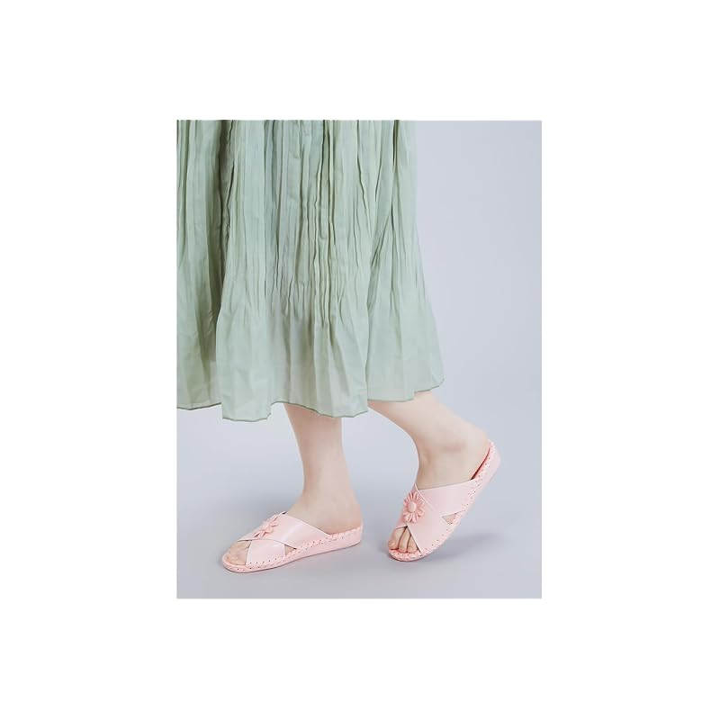 Pansy 9370J Pansy Room Shoes, Made In Japan, Women's, Hand-Knitted Footbed, Size L, Black
