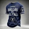Men's Casual Neck Short Sleeve T-Shirt with Rugby Print, Lightweight Breathable for Everyday Wear
