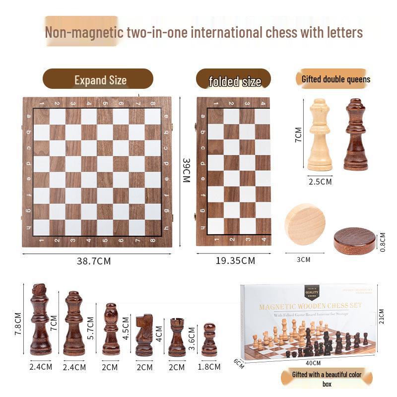 Portable Solid Wood Magnetic Chess Set for Training & Competition