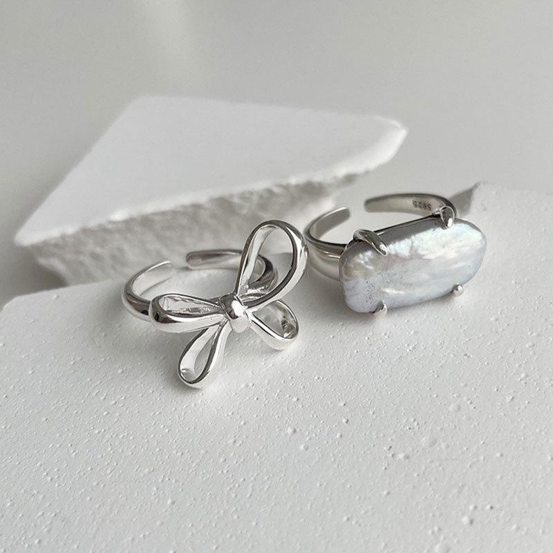Verstellbare Größe Art Deco Geometrischer Ring Schleife Großer Quadratischer Ring Damen Ins Wind Schlichte Persönlichkeit Leichter Luxus Mode Fingerring