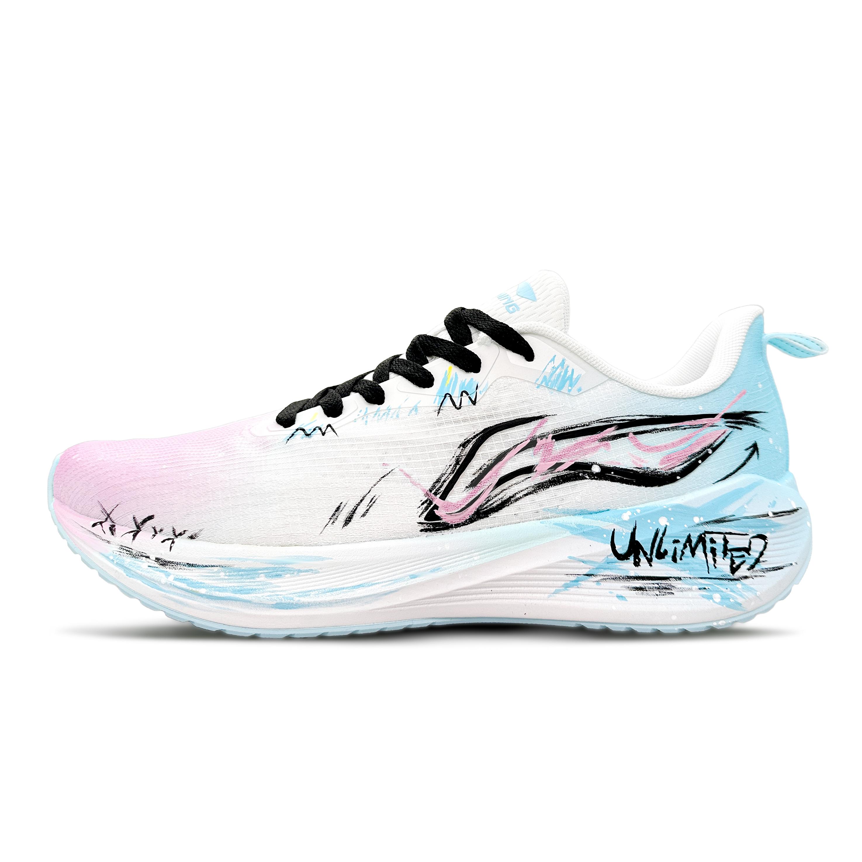 Li Ning Wuyue Амортизирующие Нескользящие Дышащие Низкие Повседневные Беговые Кроссовки Мужские Сине-Розовые ARST003-1(Команда771-) 41
