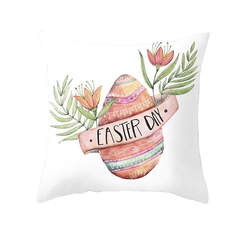 Easter Decorative Pillowcase Cartoon Rabbit Pillowcase Egg Print Cushion Cover Living Room Sofa Cushion Cover Home Decoration