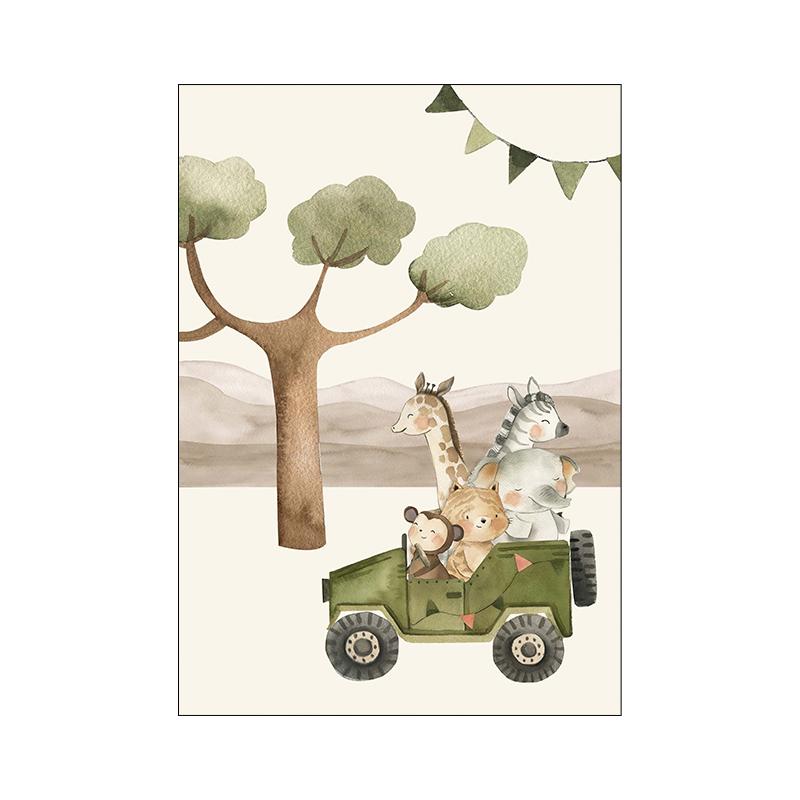 Cartoon Animal Canvas Painting Lion Monkey Crocodile Print Children's Room Wall Decor Elephant Poster for Living Room Home Decor Unframed