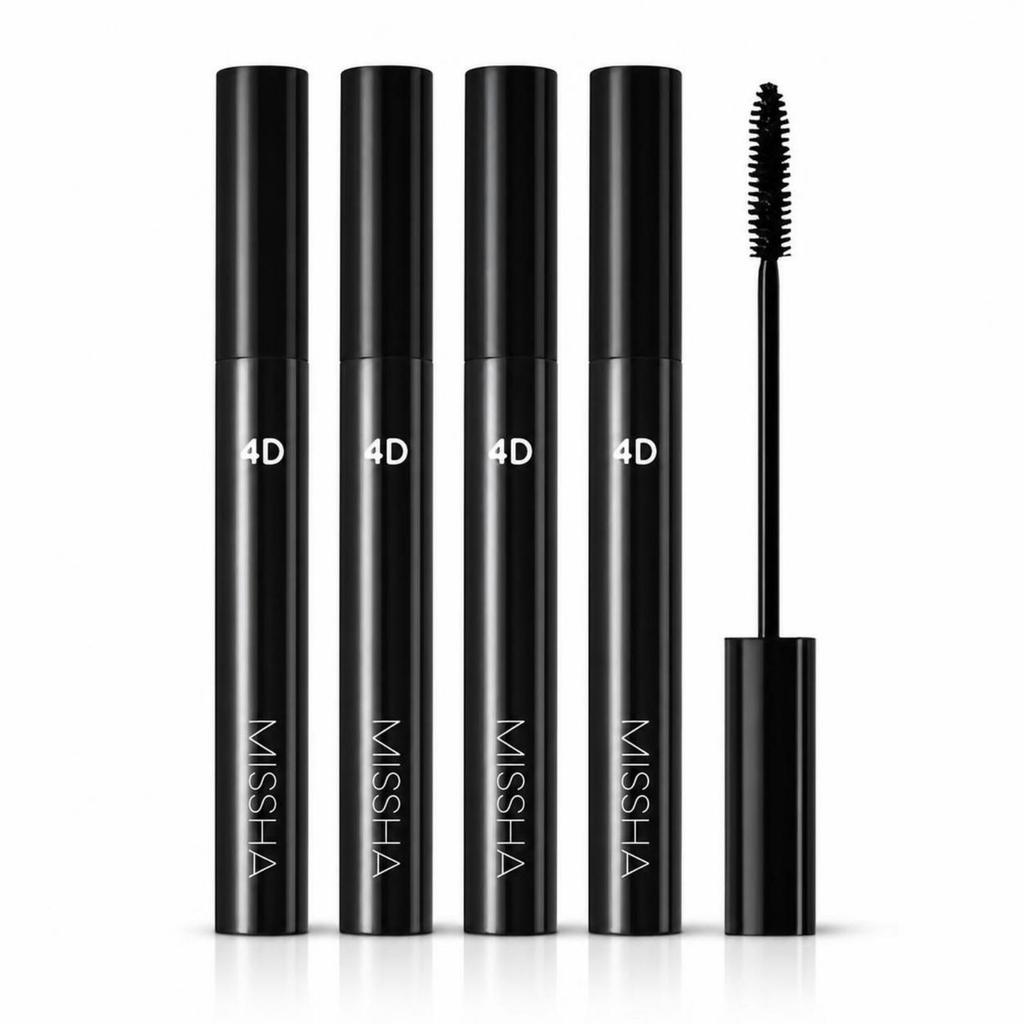 MISSHA 4D Mascara Black Korean Lengthening Mascara 7g × 4