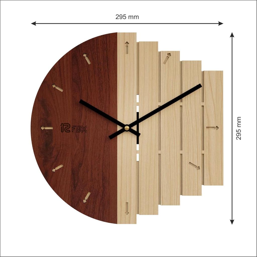 Fish Design 12 Inch Handcrafted Stylish Elegant Analog Wooden Wall Clock for Living Room Hall Bedroom Office Gifting Maple Wood