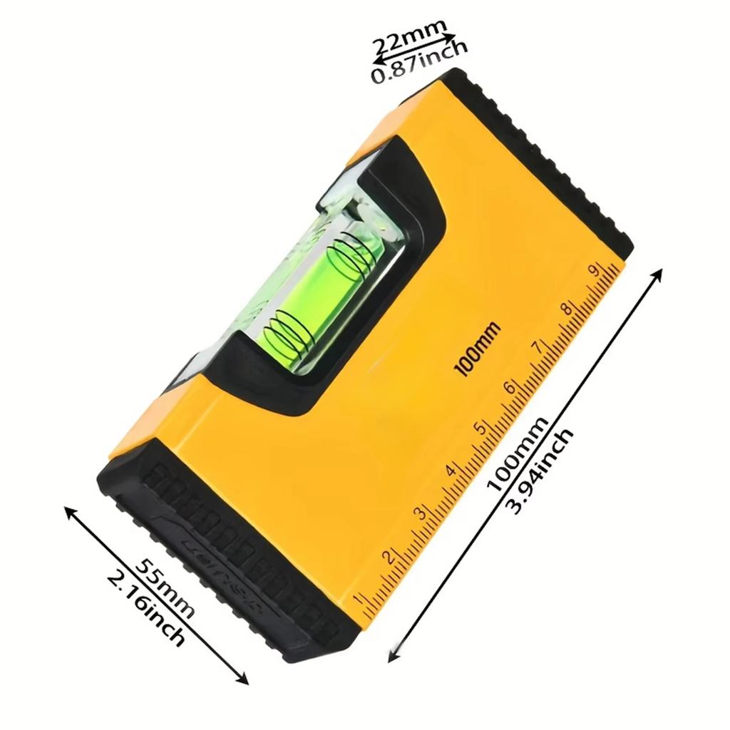 100mm Portable Magnetic Pocket Level High-precision Aluminum Structure Spirit Bubble Level Horizontal Level for Daily Use