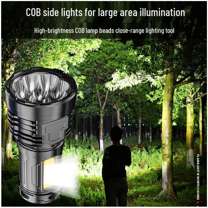 Ultra-Bright Rechargeable Outdoor Flashlight, Eight-Core, Multifunctional, Long-Range.