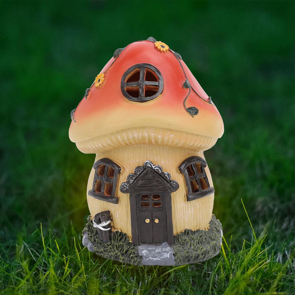 Solarbetriebene Pilzstatue für den Außenbereich, Gartenskulptur, Deko-Licht, automatischer Sensor, Ornament L