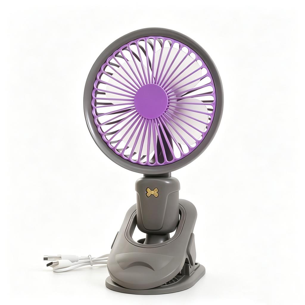 Portable Mini Bladeless Electric USB Rechargeable Three-Speed Handheld Fan with Clip for Outdoor Hotel Cars RVs & Household Use