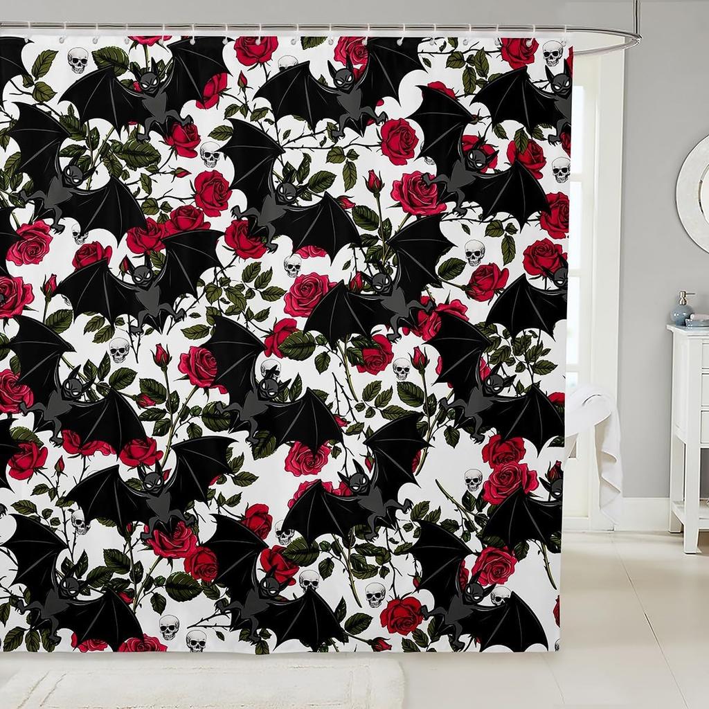 Black Cat Shower Curtain Pet Cats Bathroom Accessories Kitten Cute Halloween Gothic Kids Girls Boys White Black Waterproof Bath