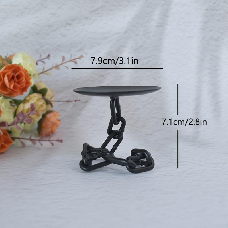 3pcs Iron Chain Candle Holders Sets Rustic Farmhouse Round Candle Holders with Iron Link Tabletop Candle Holders for Home Decor