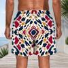 Men Plus Size Printed Beach Shorts Drawstring Waist Side Pockets Straight Leg