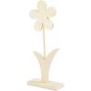 Wooden Flower - Creotime - 23 X 10 Cm - White - Decorative - For Children