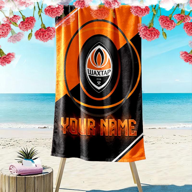 Custom Fc Shakhtar Donetsk Print Beach Towel, Large Soft Quick Dry Towel for Beach Camping Swimming