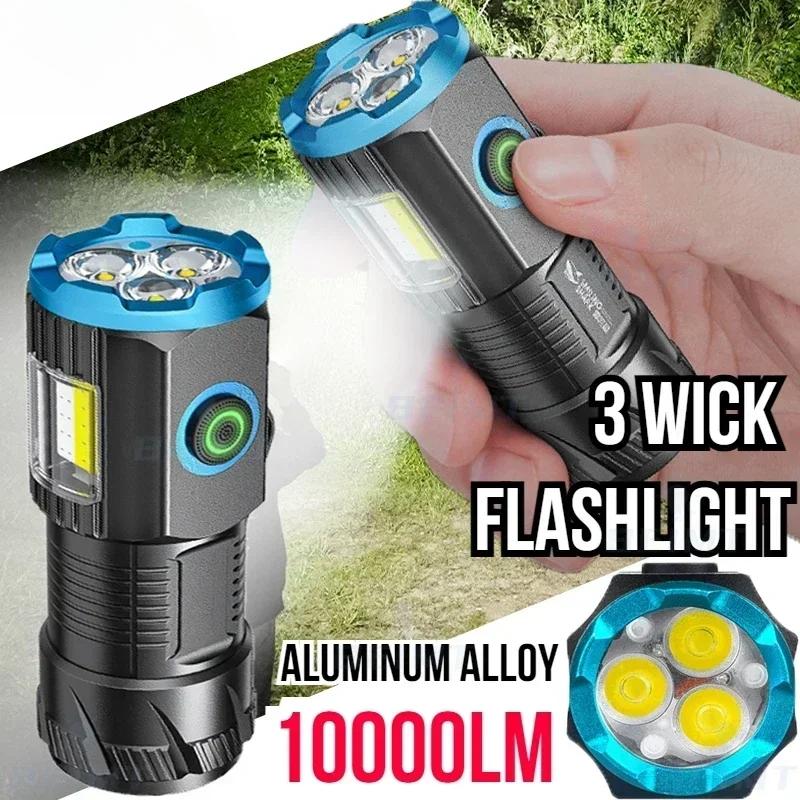Pocket EDC Mini Led Flashlights USB Rechargeable with 18350 Battery Strong Powerful Outdoor Torch Camping Lamp COB Work Light
