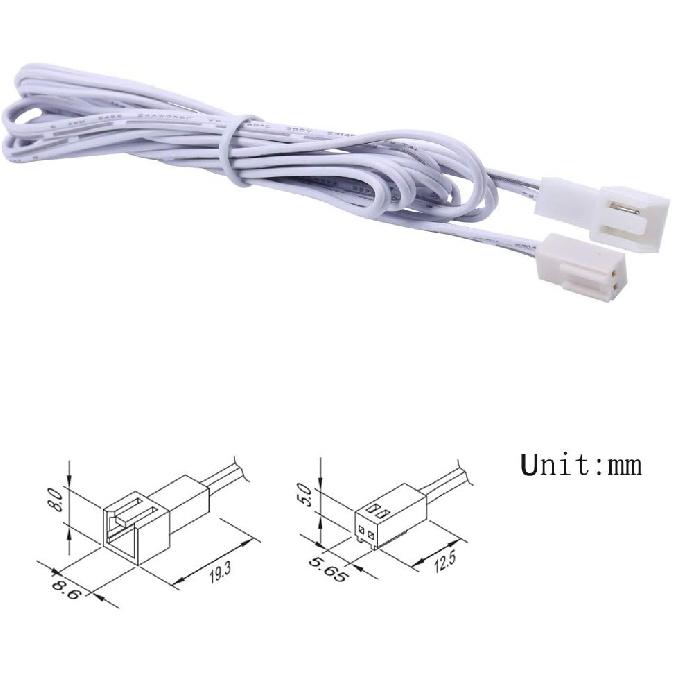 Flexible Extendable Cables for AIBOO LED Under Cabinet Lighting Kit White Cord 60 Inch Extension Cords (2-pin White Cords, 4 Packs)