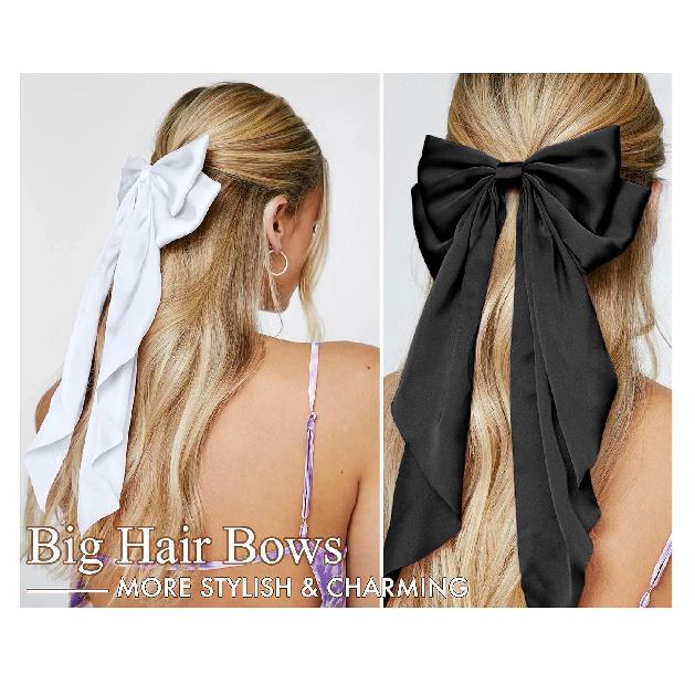 Hair Bows for Women Girls 8 PCS Hair Ribbon Bow Hair Clips with Long Tails Vintage Hair Accessories for Women Gifts