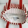1Pcs Female Daily Shopping Bags Simple Striped Women'S Canvas Casual Shoulder Bags Fashion Large Capacity Ladies Tote Handbags