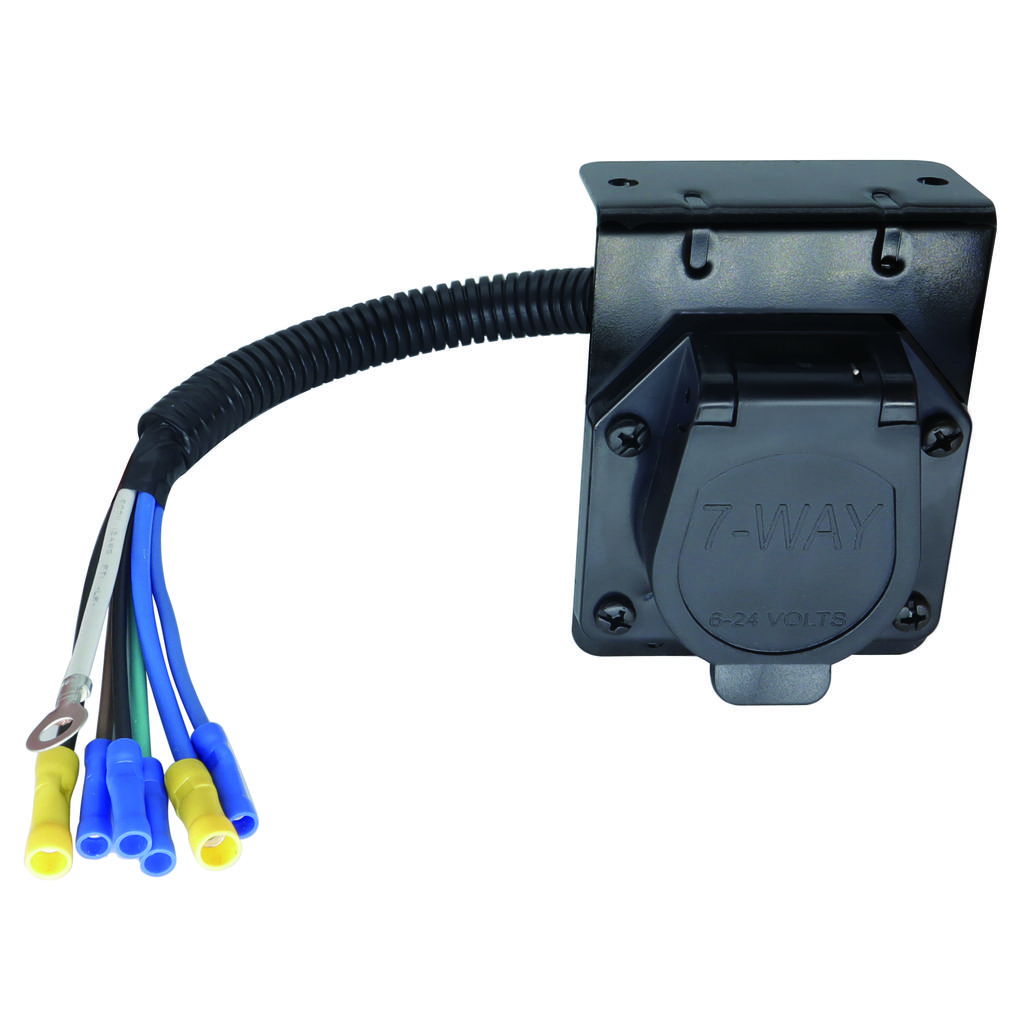 Universal Accessories 7 Pin 7 Way RV-Style Blade Trailer Connector Socket Wiring Harness Mounting Bracket Truck Wire Connector