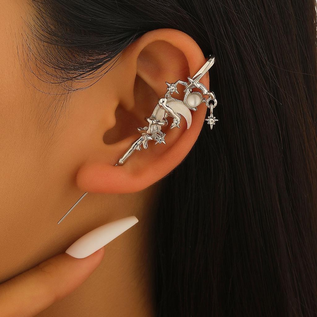 Star Moon Thorn Branch Non Piercing Ear Cuff Gothic Women Ear Jewelry