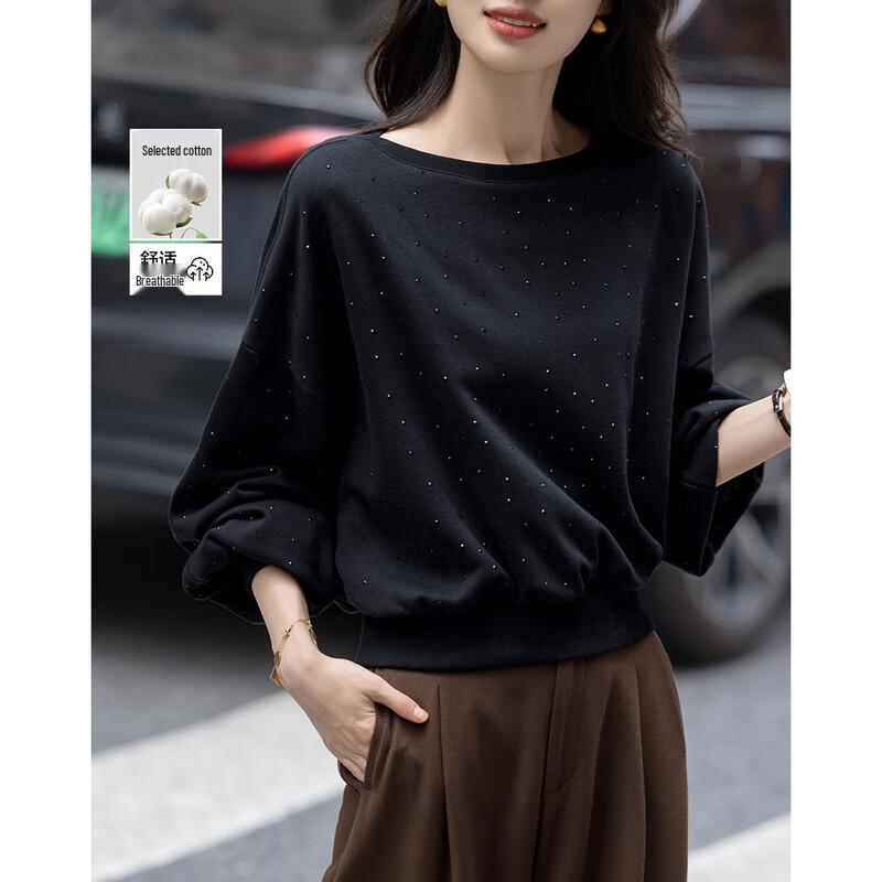 Demana Cloud Oxygen Cotton Sequin Round Neck Sweatshirt