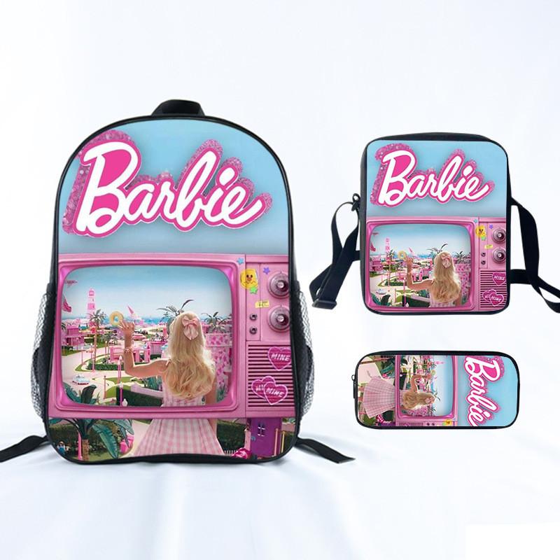 Barbie Princess School Bag Threepiece Set With Oxford Fabric For Girls Student Use