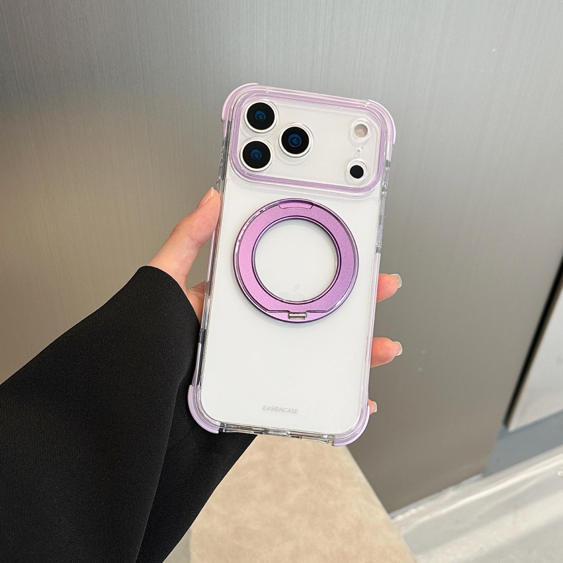 

Compatible iPhone 17 Pro Max Pivot Case: Color-Block Design, 360° Rotating Magnetic Stand, Full Coverage Protection. iPhone 17 Pro фіолетовий